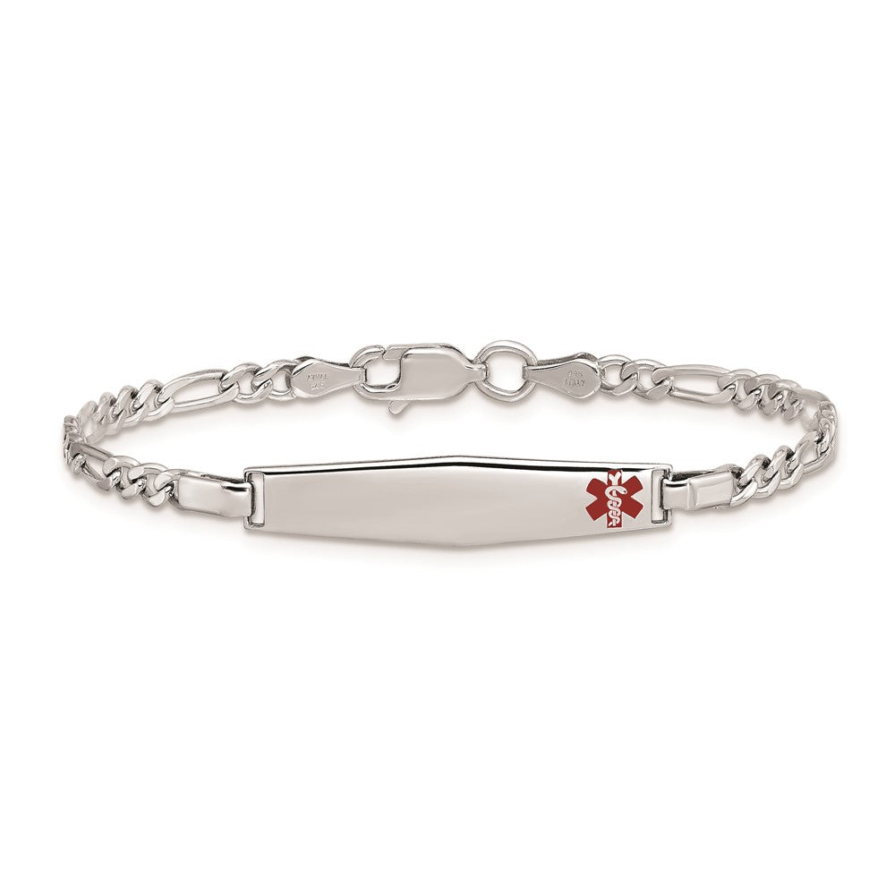 Sterling Silver Rhodium Children'S Medical Id Bracelet Figaro