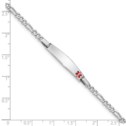 Sterling Silver Rhodium Children'S Medical Id Bracelet Figaro