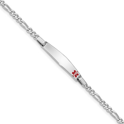 Sterling Silver Rhodium Children'S Medical Id Bracelet Figaro