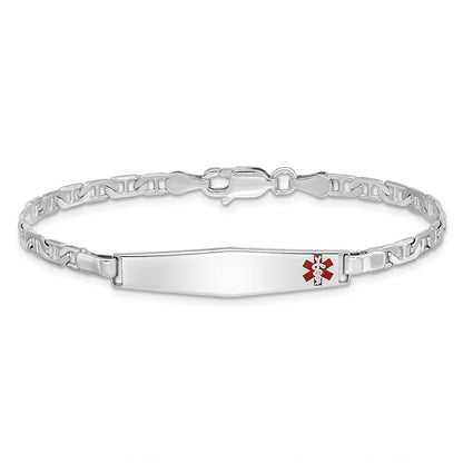 Sterling Silver Rhod Plated Children'S Medical Id Bracelet Anchor
