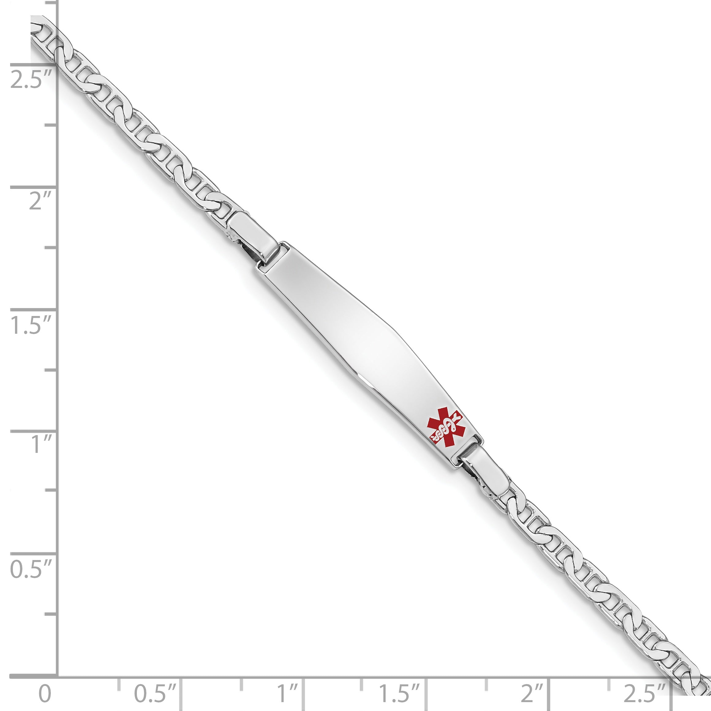 Sterling Silver Rhod Plated Children'S Medical Id Bracelet Anchor