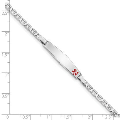 Sterling Silver Rhod Plated Children'S Medical Id Bracelet Anchor