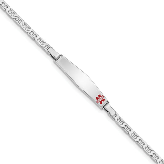 Sterling Silver Rhod Plated Children'S Medical Id Bracelet Anchor