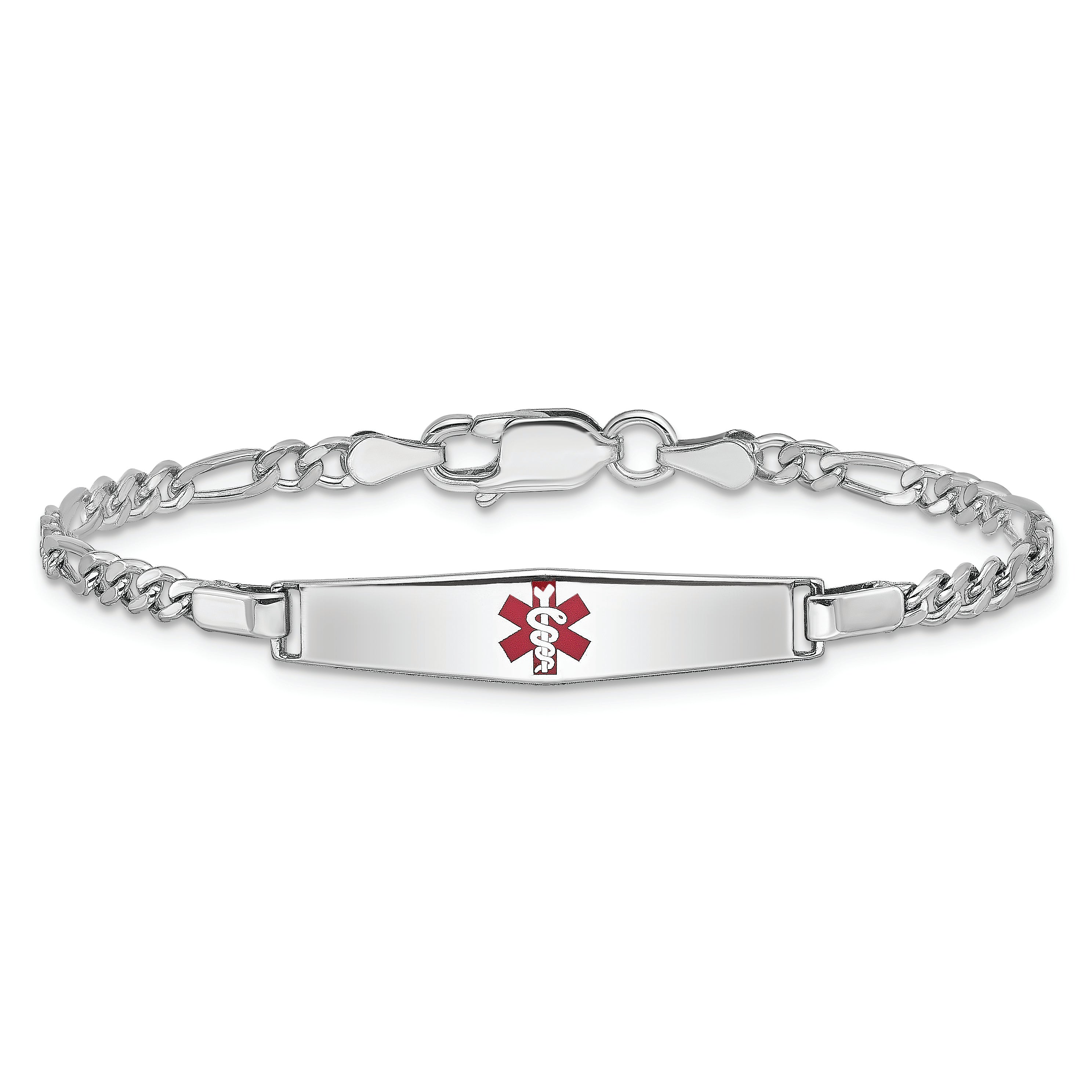 Sterling Silver Rhod Plated Children'S Medical Id Bracelet Figaro