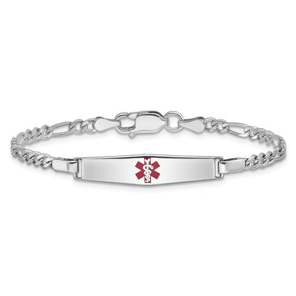 Sterling Silver Rhod Plated Children'S Medical Id Bracelet Figaro