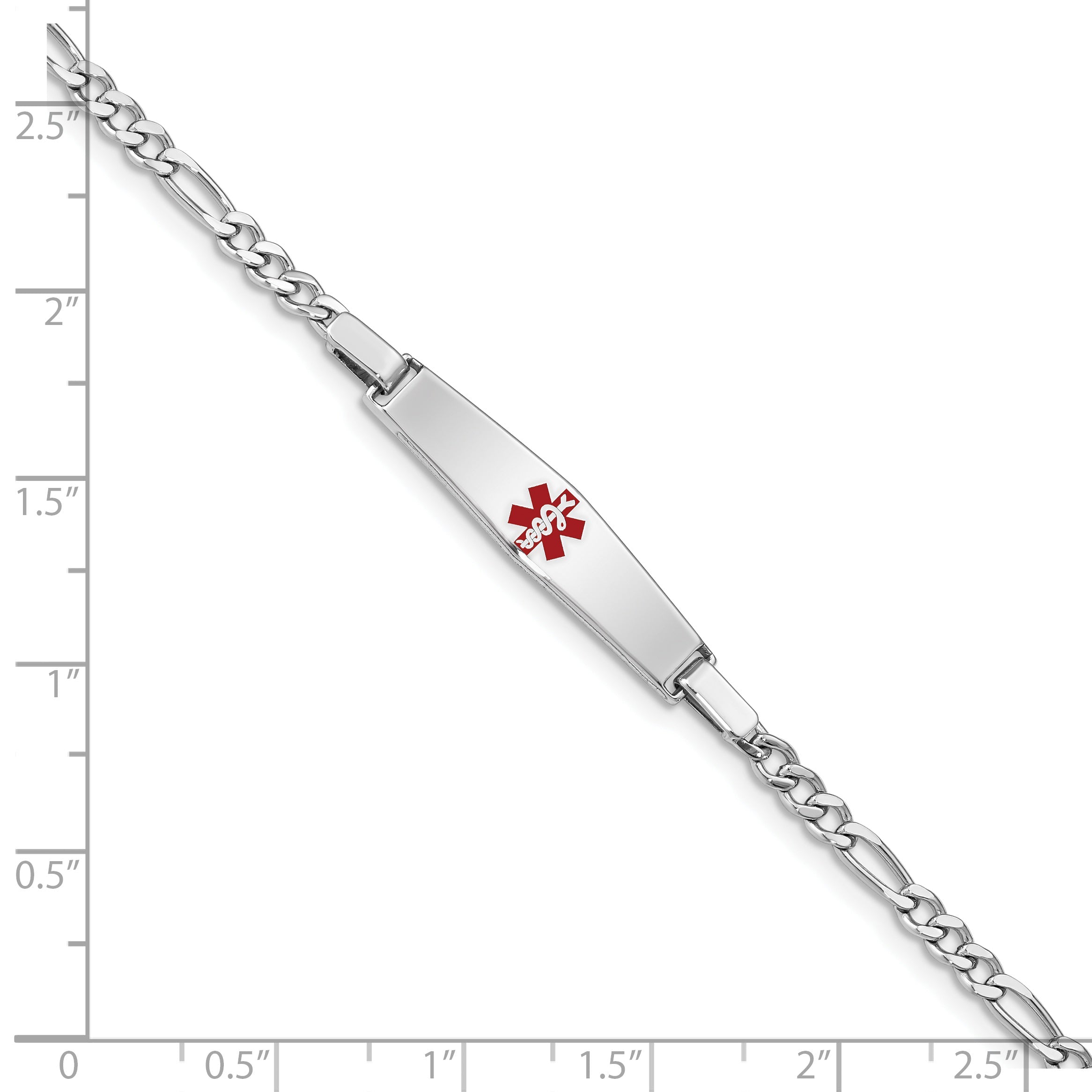 Sterling Silver Rhod Plated Children'S Medical Id Bracelet Figaro