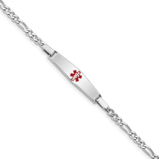Sterling Silver Rhod Plated Children'S Medical Id Bracelet Figaro