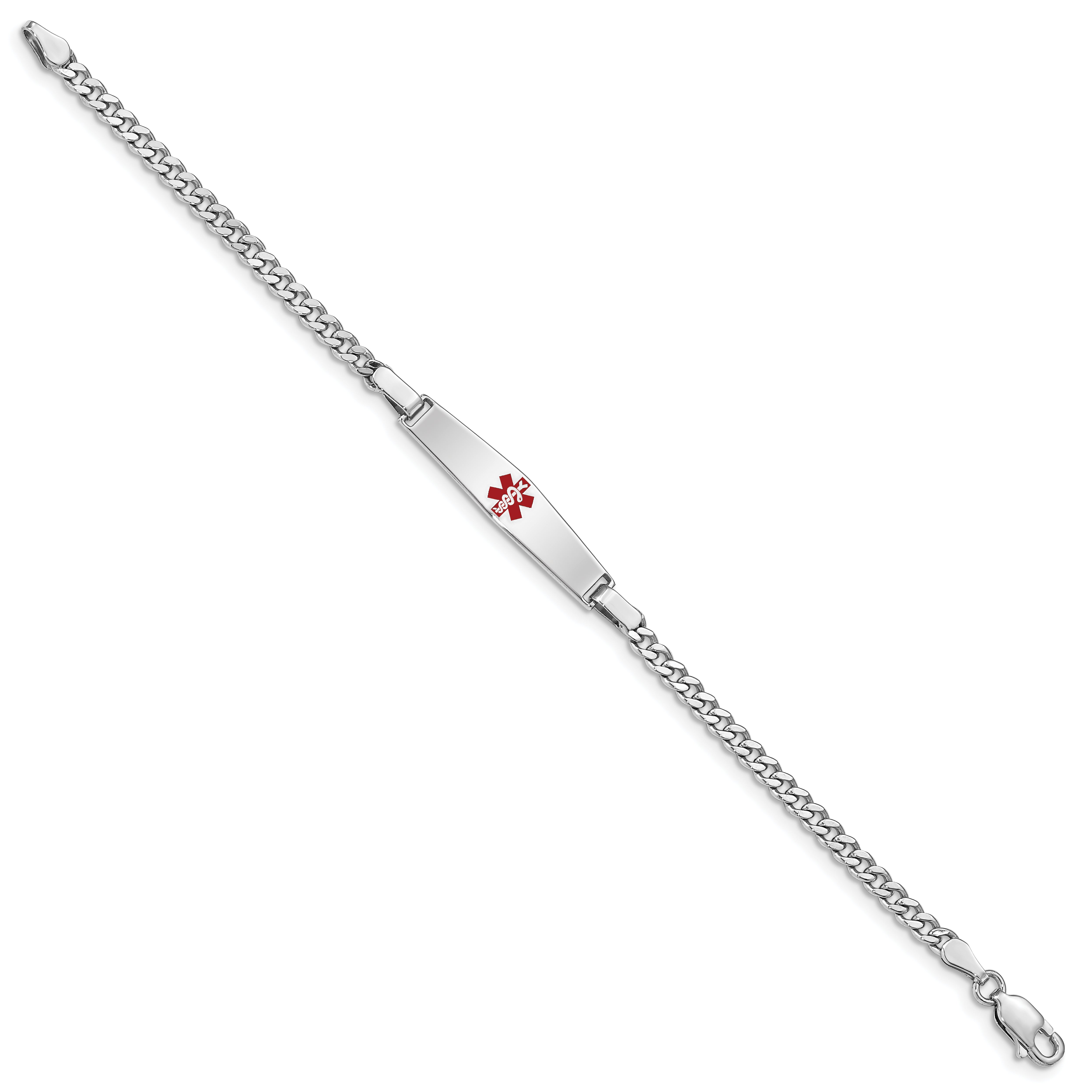 Sterling Silver Rhod Plated Children'S Medical Id Curb Link Bracelet