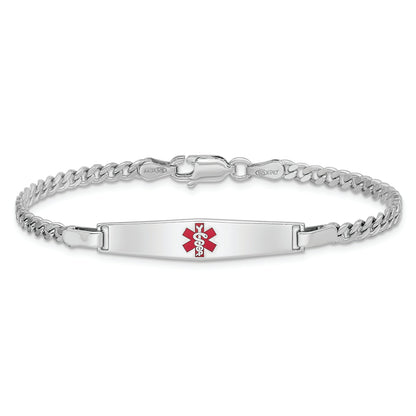 Sterling Silver Rhod Plated Children'S Medical Id Curb Link Bracelet