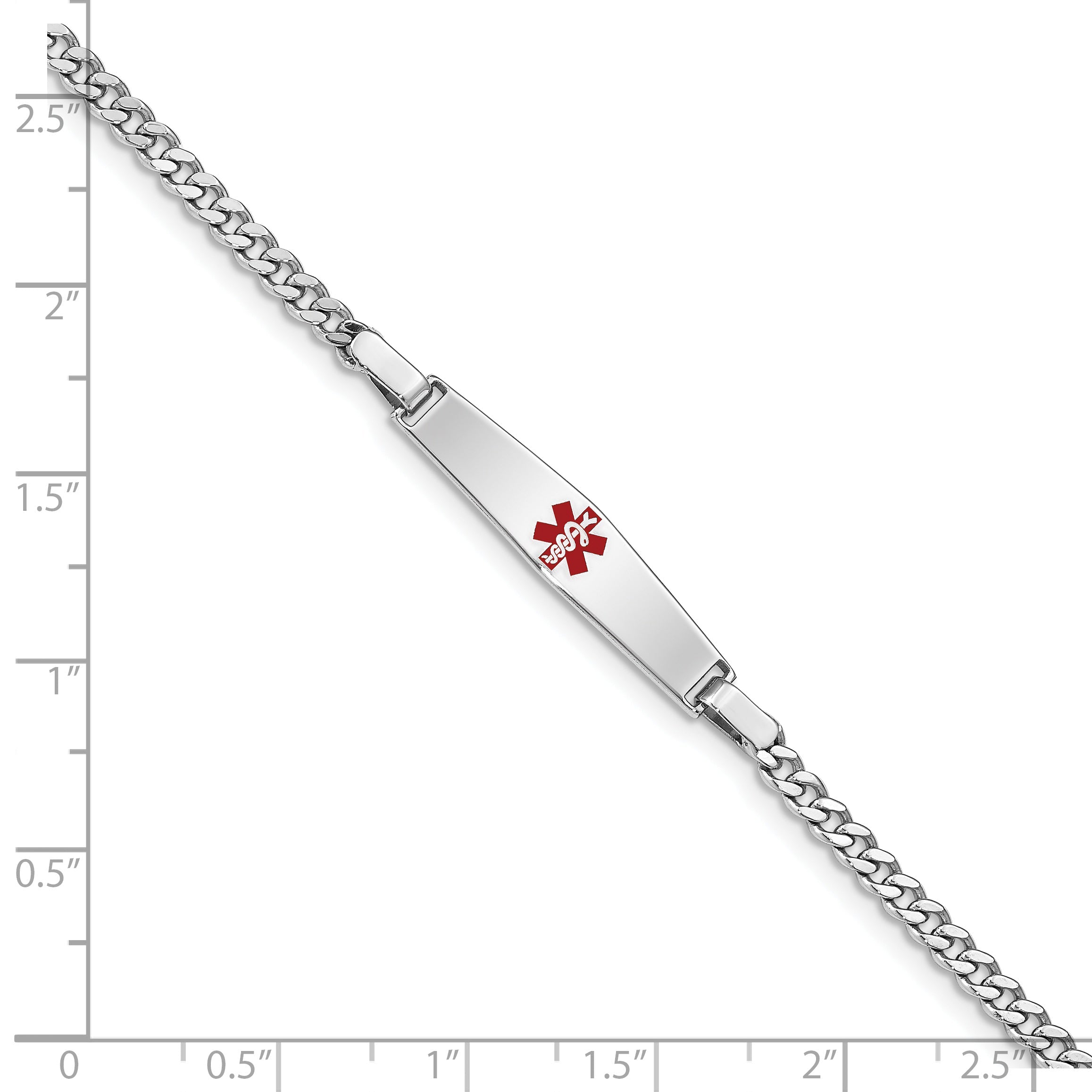Sterling Silver Rhod Plated Children'S Medical Id Curb Link Bracelet