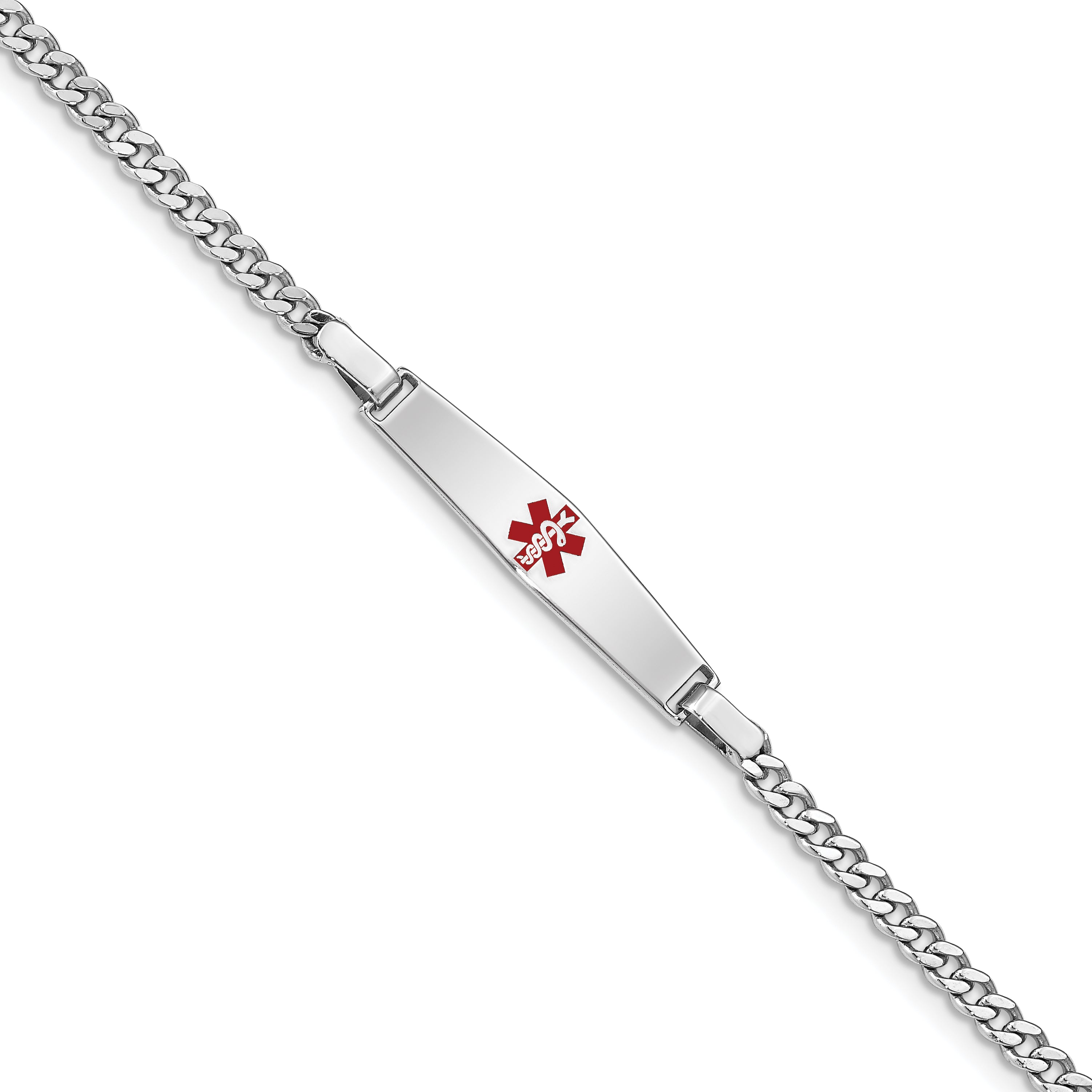 Sterling Silver Rhod Plated Children'S Medical Id Curb Link Bracelet