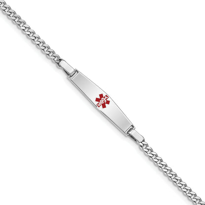 Sterling Silver Rhod Plated Children'S Medical Id Curb Link Bracelet