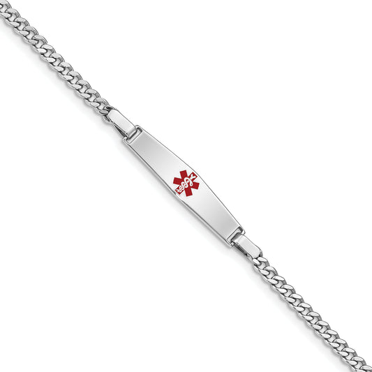 Sterling Silver Rhod Plated Children'S Medical Id Curb Link Bracelet