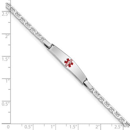 Sterling Silver Rhod Plated Children'S Medical Id Anchor Link Bracelet