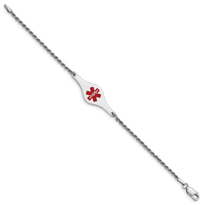 Sterling Silver Rhod Plated Children'S Medical Id Bracelet Rope Li