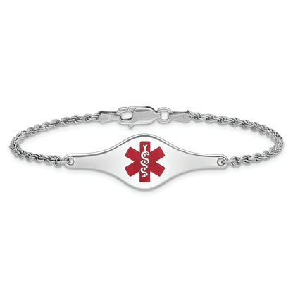 Sterling Silver Rhod Plated Children'S Medical Id Bracelet Rope Li