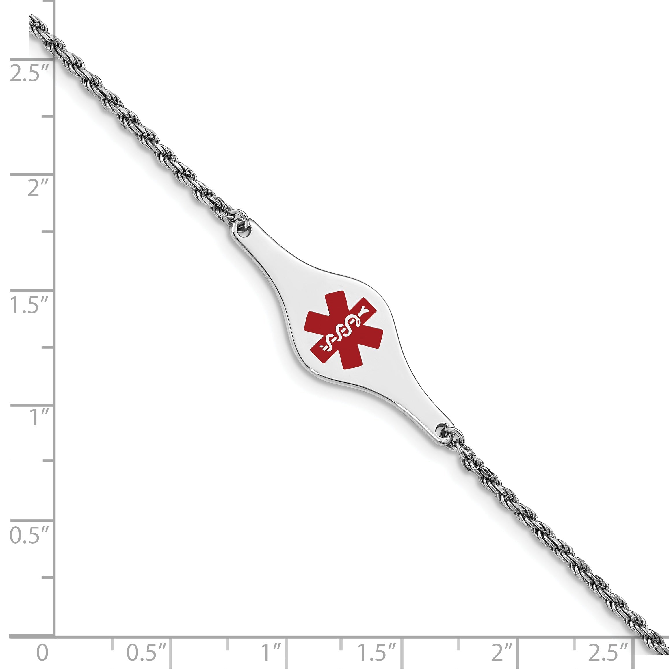 Sterling Silver Rhod Plated Children'S Medical Id Bracelet Rope Li