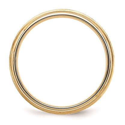 Solid 18K Yellow Gold Two-Tone 6mm Milgrained Edges Size 6 Wedding Men's/Women's Wedding Band Ring
