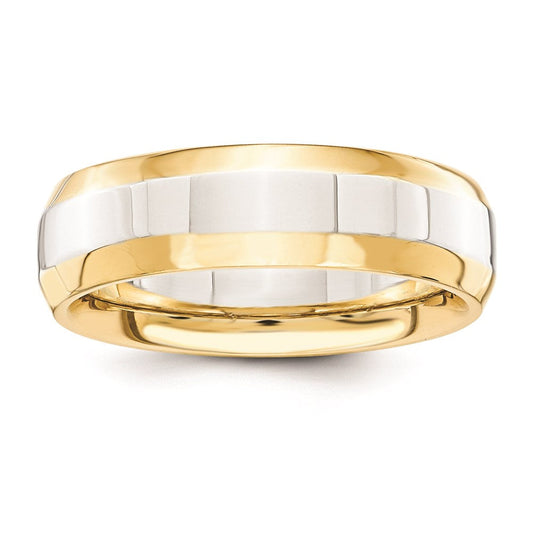 Solid 18K Yellow Gold Two-Tone 6mm Domed Size 6 Wedding Men's/Women's Wedding Band Ring