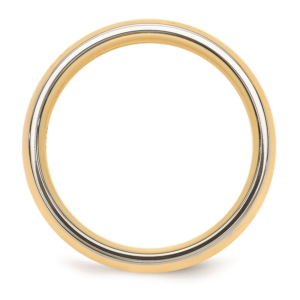 Solid 18K Yellow Gold Two-Tone 6mm Domed Size 6 Wedding Men's/Women's Wedding Band Ring