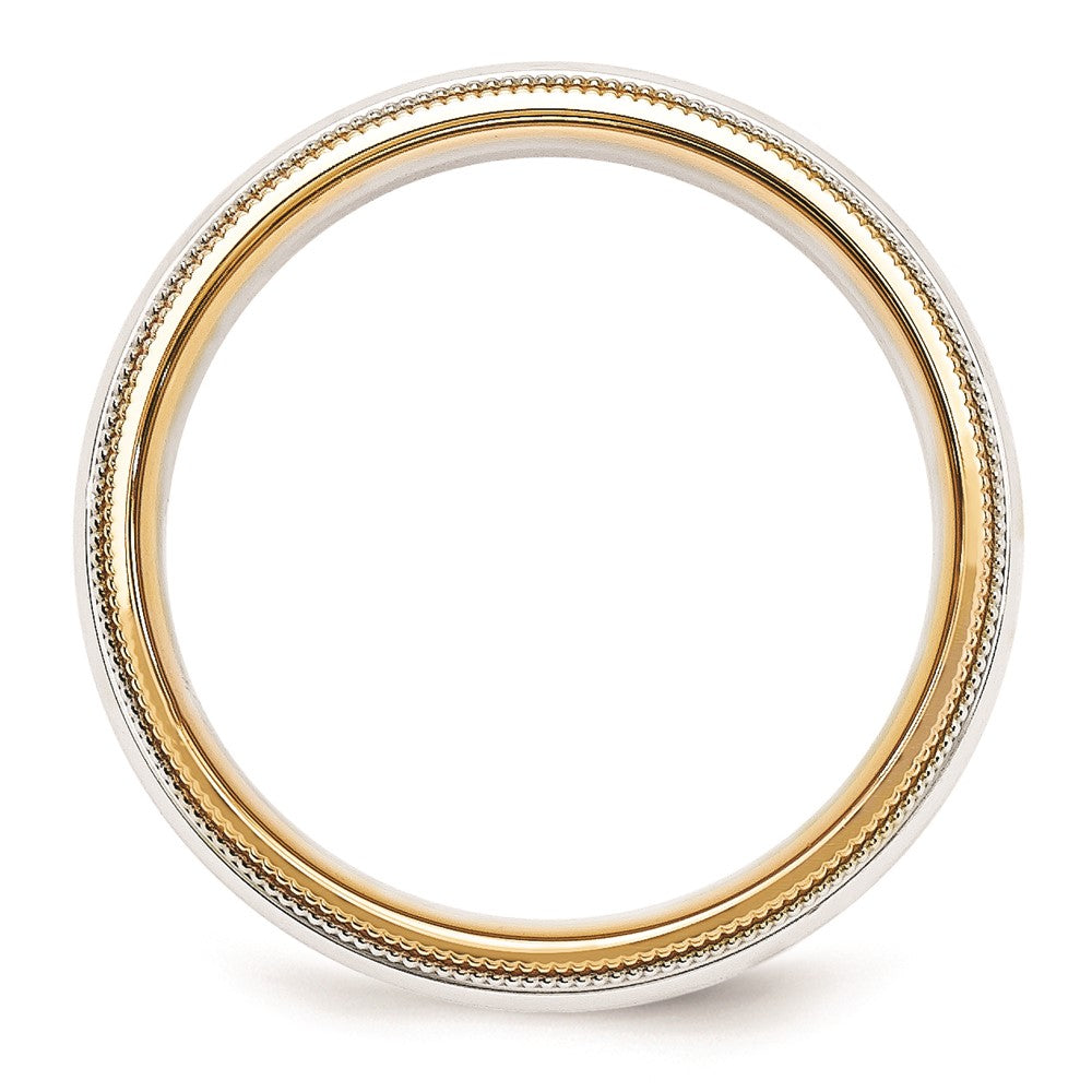Solid 18K Yellow Gold Two-Tone 5.5mm Milgrained-Edged Size 9 Wedding Men's/Women's Wedding Band Ring
