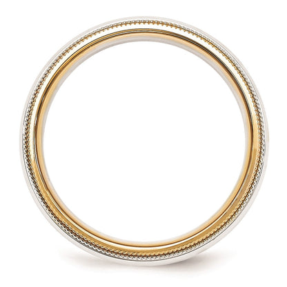 Solid 10K Yellow Gold Two-Tone 5.5mm Milgrained-Edged Size 8 Wedding Men's/Women's Wedding Band Ring