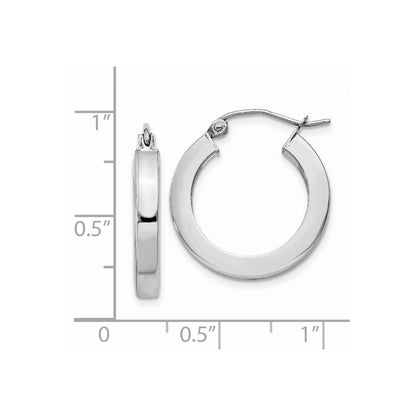14K White Gold Square Tube Hoop Earrings