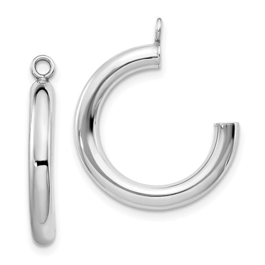 14K White Gold Polished Tube Hoop Earring Jackets