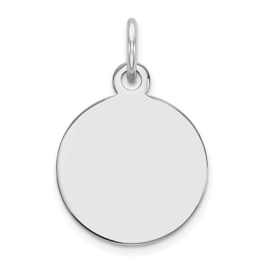 14K White Gold Plain .013 Gauge Round Engravable Disc Charm