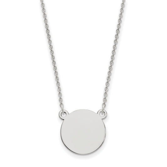 14K White Gold .018 Gauge Circular Engravable Disc 18 Necklace