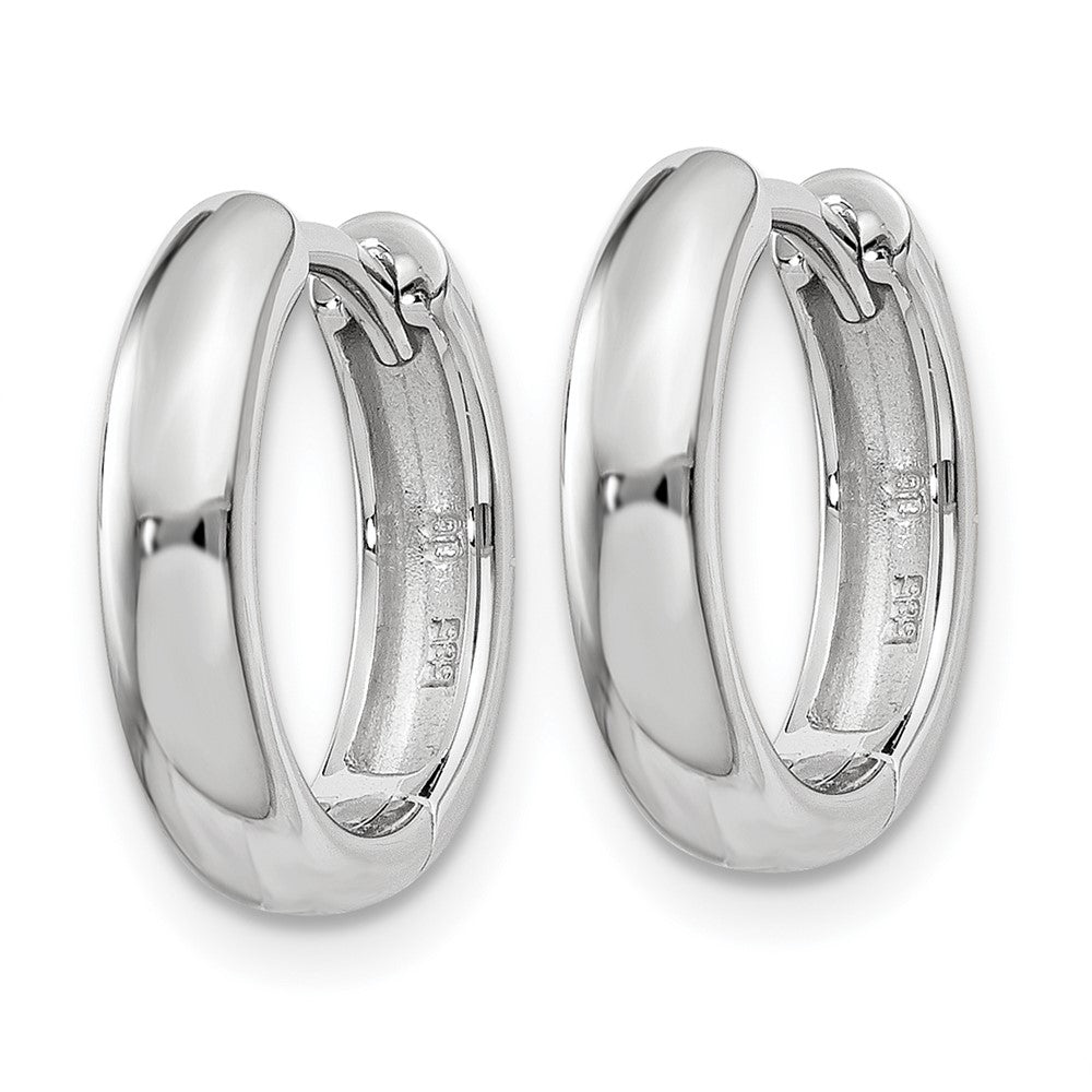 14K White Gold Round Hinged Hoop Earrings