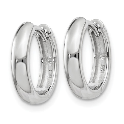 14K White Gold Round Hinged Hoop Earrings