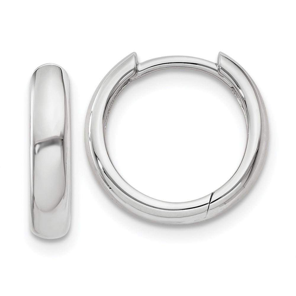 14K White Gold Round Hinged Hoop Earrings