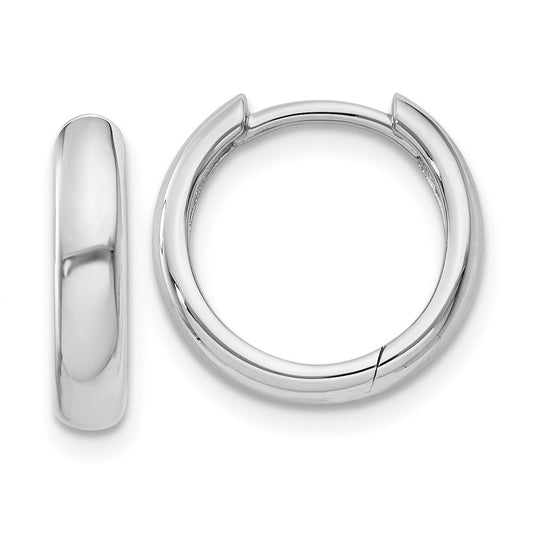 14K White Gold Round Hinged Hoop Earrings