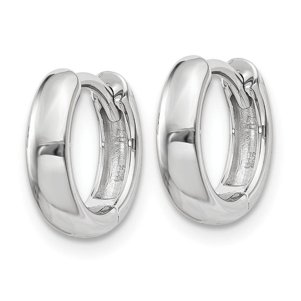 14K White Gold Round Hinged Hoop Earrings