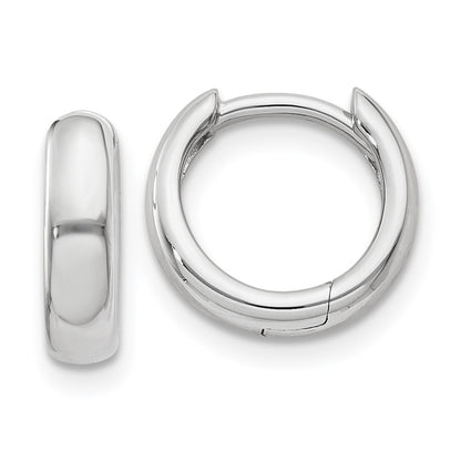 14K White Gold Round Hinged Hoop Earrings