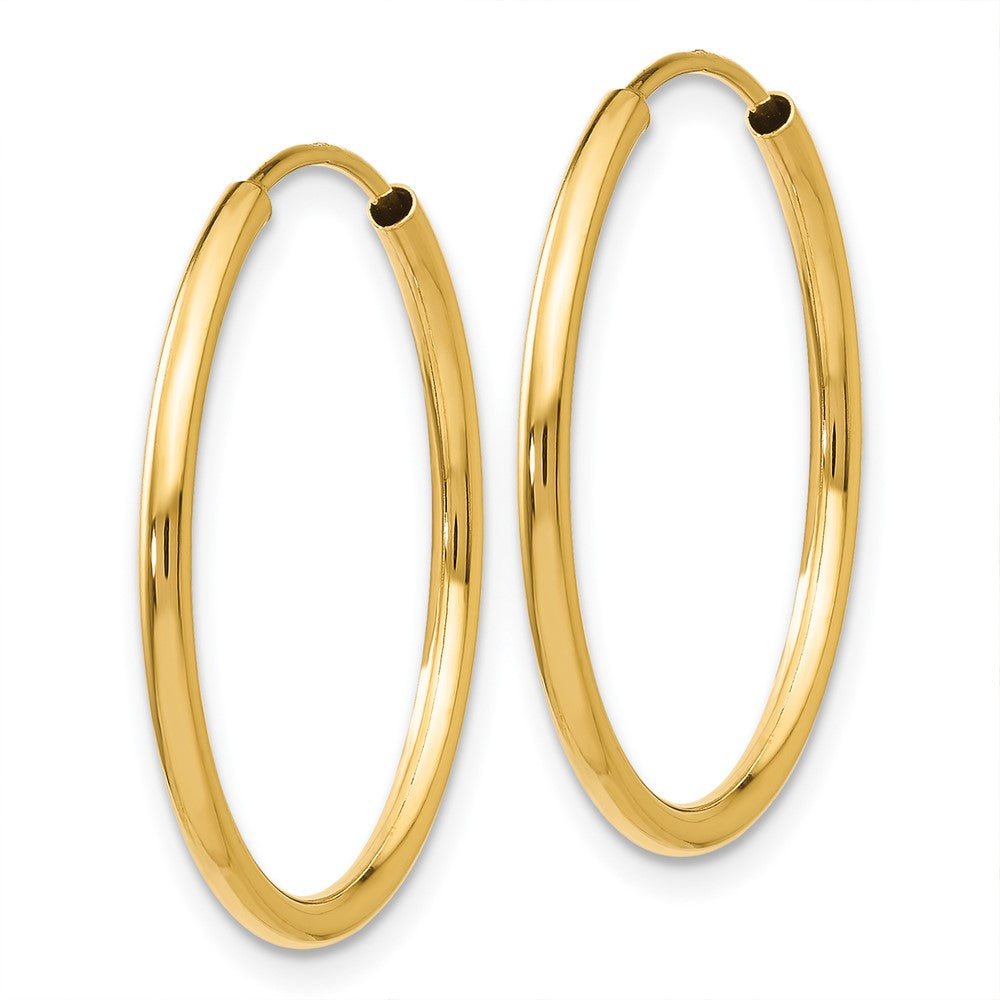 14K Yellow Gold 1.5mm Polished Round Endless Hoop Earrings