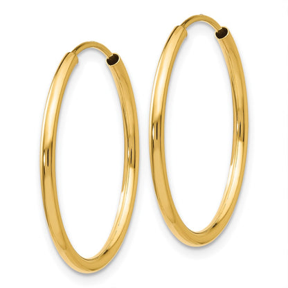 14K Yellow Gold 1.5mm Polished Round Endless Hoop Earrings