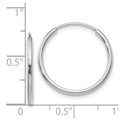 14K White Gold 1.5mm Polished Endless Hoop Earrings