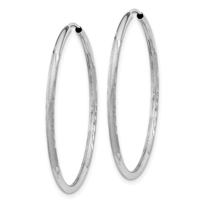 14K White Gold 1.5mm Diamond Cut Endless Hoop Earrings