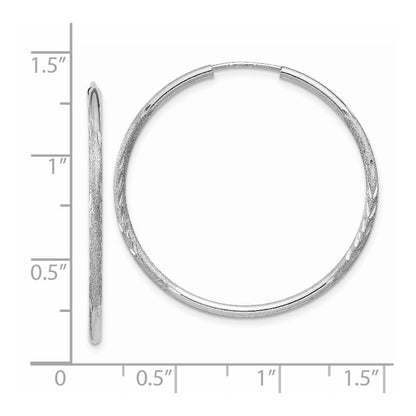 14K White Gold 1.5mm Diamond Cut Endless Hoop Earrings