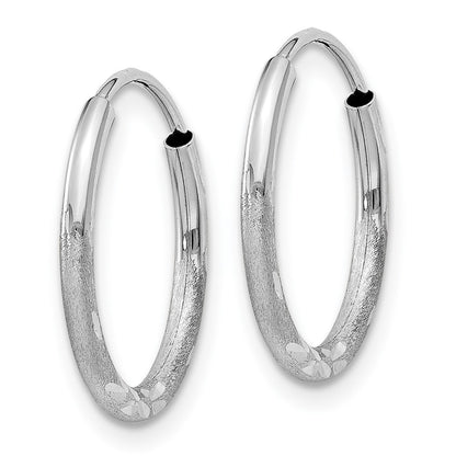 14K White Gold 1.5mm Diamond Cut Endless Hoop Earrings