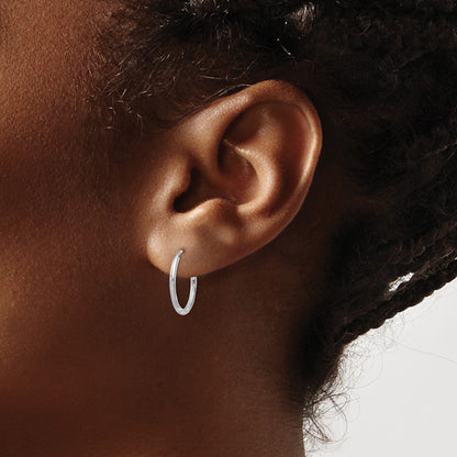 14K White Gold 1.5mm Diamond Cut Endless Hoop Earrings