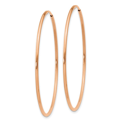 14K Rose Gold 1.2mm Polished Endless Hoop Earrings