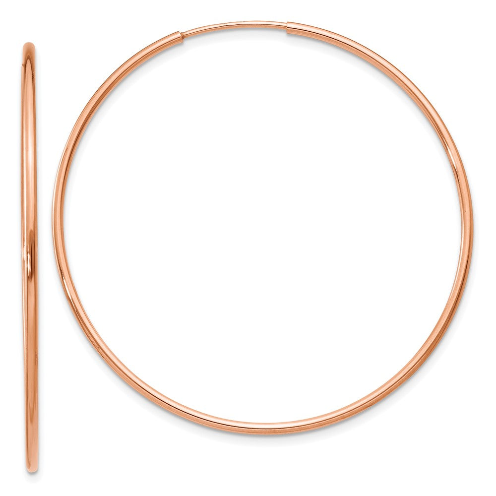 14K Rose Gold 1.2mm Polished Endless Hoop Earrings