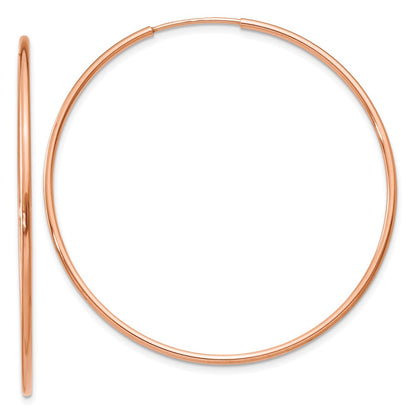 14K Rose Gold 1.2mm Polished Endless Hoop Earrings