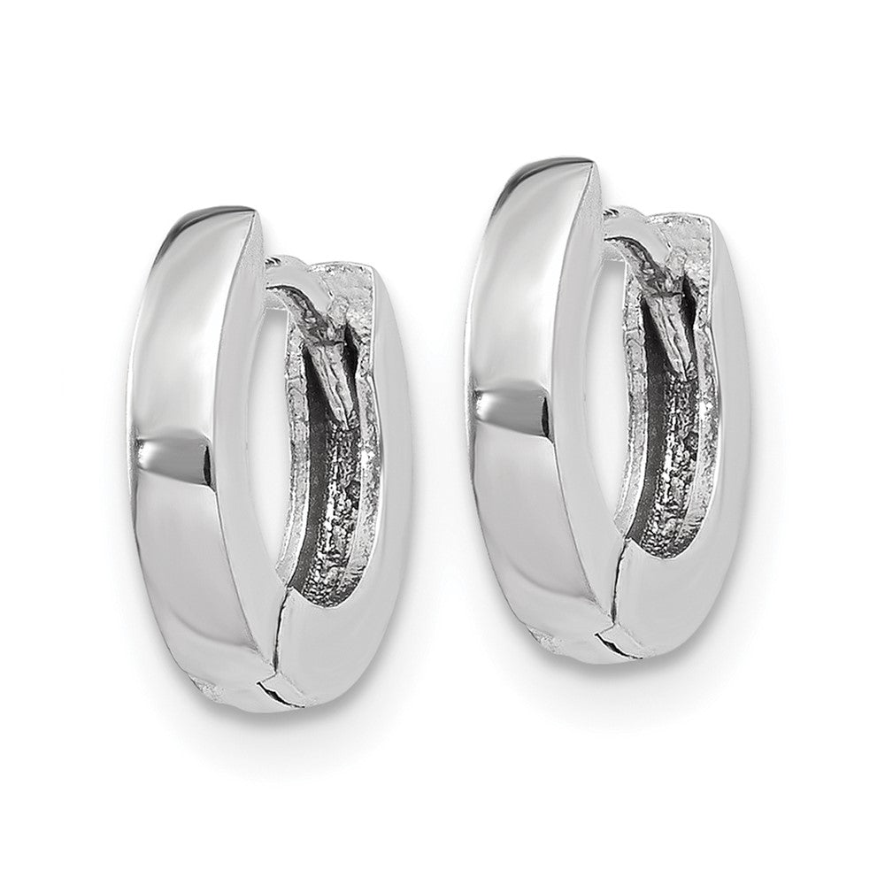 14K White Gold Polished Round Hinged Hoop Earrings
