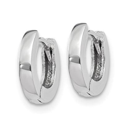 14K White Gold Polished Round Hinged Hoop Earrings