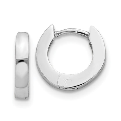 14K White Gold Polished Round Hinged Hoop Earrings