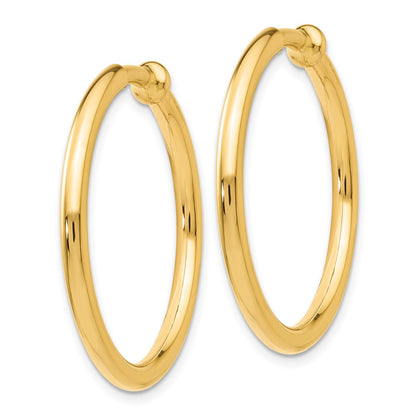 14K Yellow Gold Non Pierced Hoops Earrings